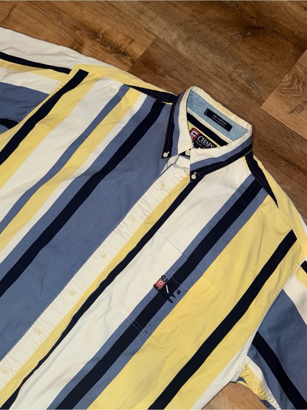 VTG 90S Chaps Ralph Lauren Shirt Men’s L Embroidered Button Down Preppy Stripped - Picture 7 of 8